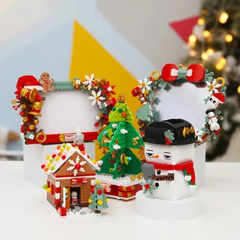 Karácsonyi asztali fél építőkövei tároló dekoráció doboz DIY Karácsonyi zene fa gyermekek összeszerelt játékok Karácsonyi ajándék
