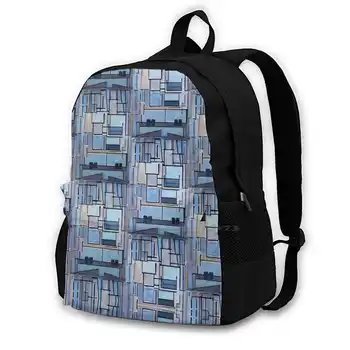 Piet Mondrian - Összetétel 9. Kék Homlokzat Nagy Kapacitású Divat, Hátizsák, Laptop Utazási Csomagokat Holland Hollandia Olaj Jó